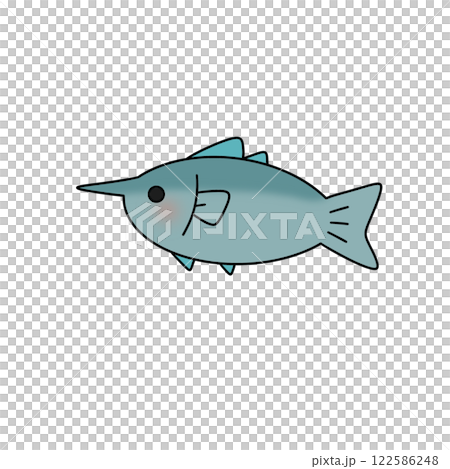 A cartoon fish with a long, pointy snout 122586248