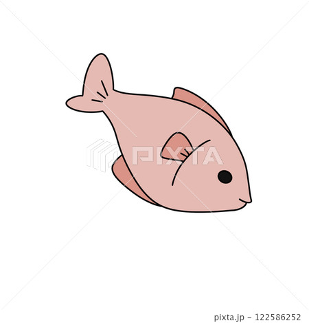A cartoon fish with a pink body and a white head A cartoon fish with a pink body and a white head 122586252