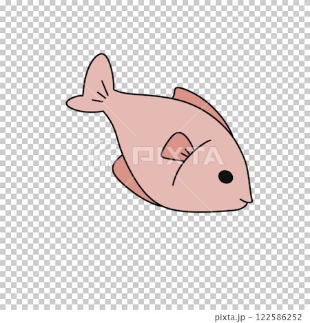 A cartoon fish with a pink body and a white head A cartoon fish with a pink body and a white head 122586252