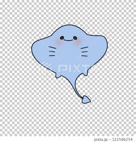 A cartoonish blue stingray with a big smile on its face A cartoonish blue stingray with a big smile on its face 122586254