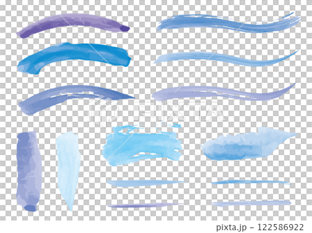 Handwritten watercolor brush blue light blue line set 122586922