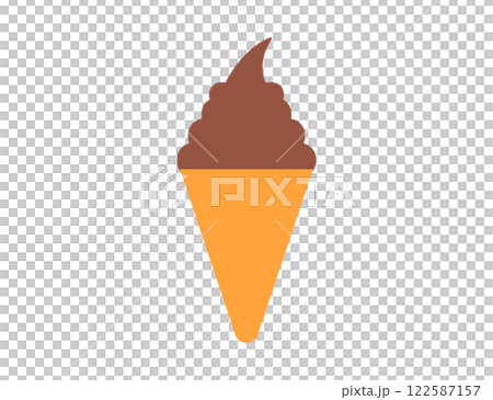 Illustration of chocolate soft serve ice cream in a cone icon 122587157