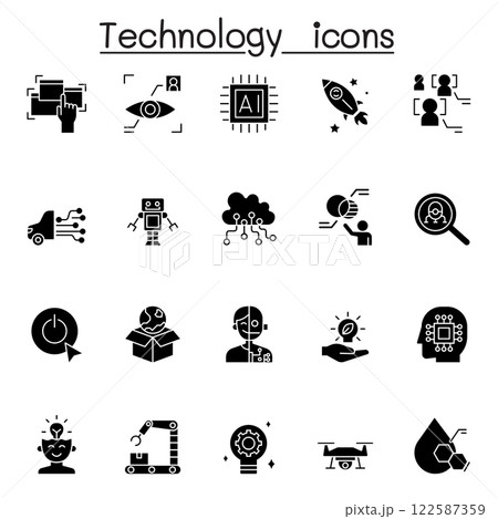 Technology icon set in glyph style 122587359