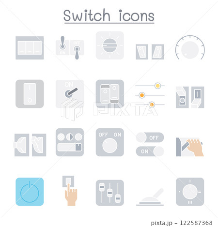 Switch icon set in flat color style Switch icon set in flat color style 122587368