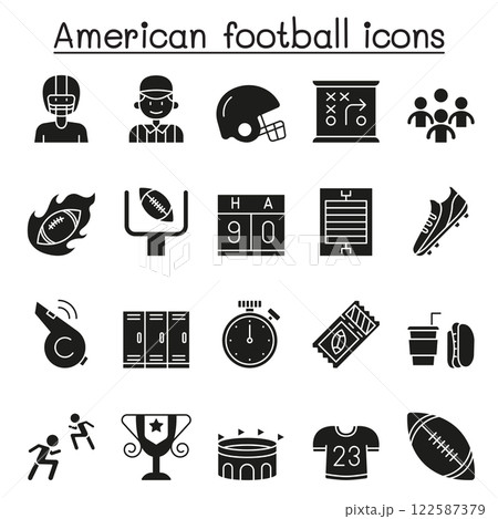 Football icon set in glyph style Football icon set in glyph style 122587379