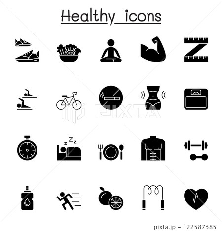 Healthy icon set in glyph style Healthy icon set in glyph style 122587385