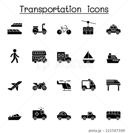 transportation icon set in glyph style transportation icon set in glyph style 122587399