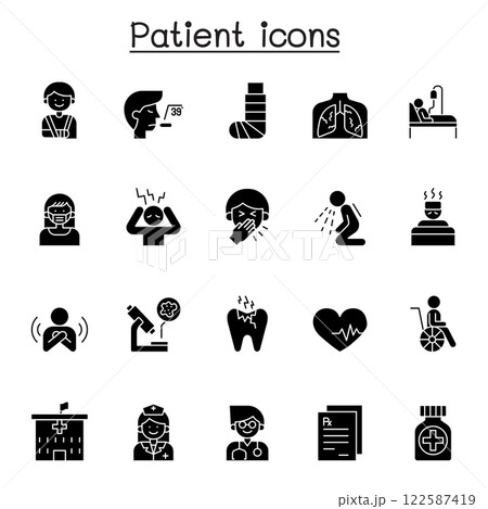 Patient icon set in glyph style 122587419
