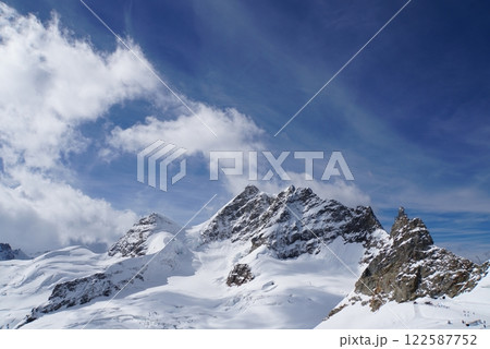 スノーファンパークからの風景 ユングフラウヨッホ、スイス スノーファンパークからの風景 ユングフラウヨッホ、スイス 122587752