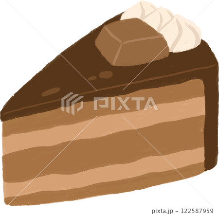 チョコレートケーキの手描き風イラスト 122587959