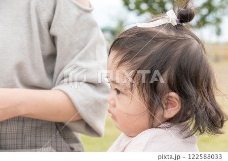 【大きな公園でママと一緒の乳幼児】 【大きな公園でママと一緒の乳幼児】 122588033