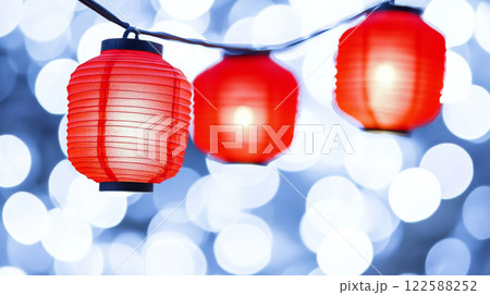 Red lanterns with bokeh lights in background Red lanterns with bokeh lights in background 122588252