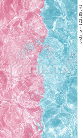 Pink and blue water with bubbles creating vibrant contrast 122588341