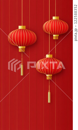 Red lanterns on festive background Red lanterns on festive background 122588352