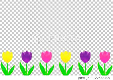 カラフルなチューリップのラインフレーム カラフルなチューリップのラインフレーム 122588709