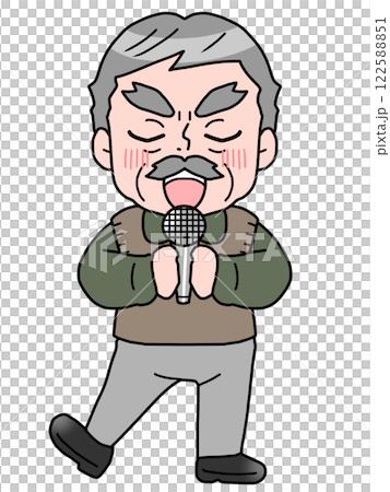 歌をうたう元気なシニア男性のイラスト 122588851