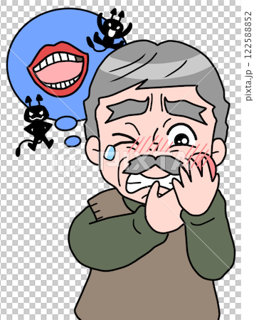 Illustration of a senior man with a cavity 122588852