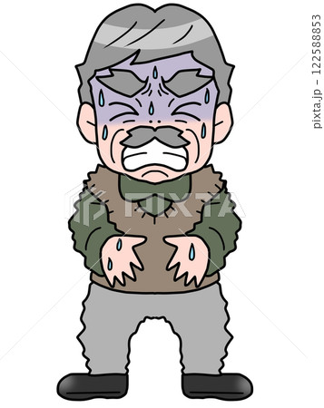 腹痛に苦しむシニア男性のイラスト 腹痛に苦しむシニア男性のイラスト 122588853