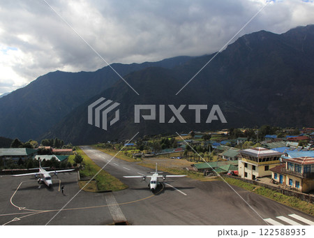 Runway of the Lukla Airport, Nepal. 122588935