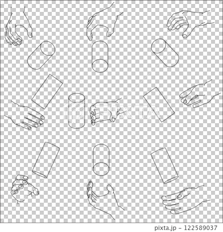 A set of hands holding a cylinder 122589037