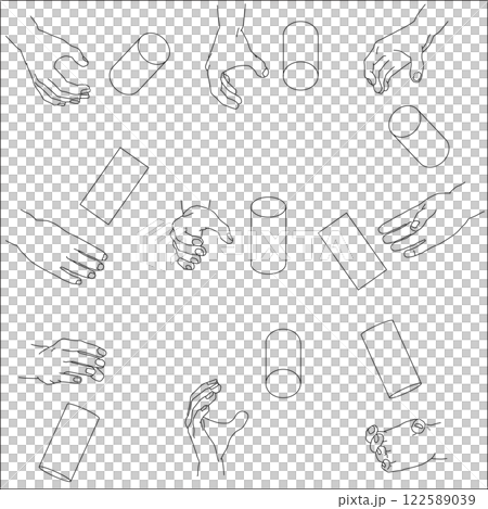 A set of hands holding a cylinder A set of hands holding a cylinder 122589039