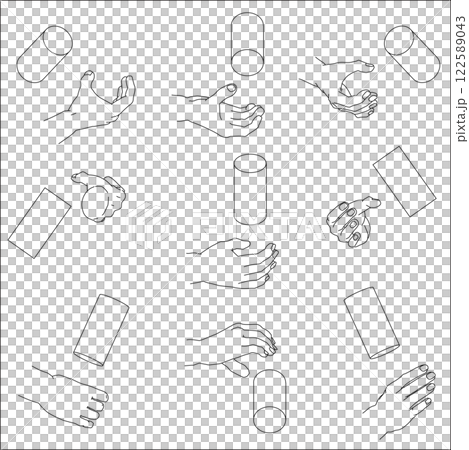 A set of hands holding a cylinder A set of hands holding a cylinder 122589043