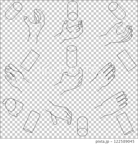 A set of hands holding a cylinder A set of hands holding a cylinder 122589045