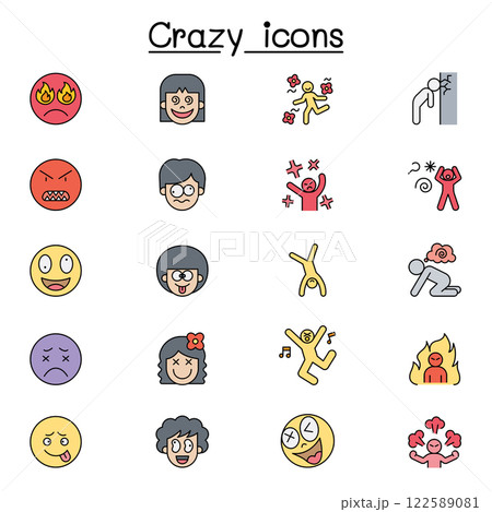 Crazy flat color icon Crazy flat color icon 122589081