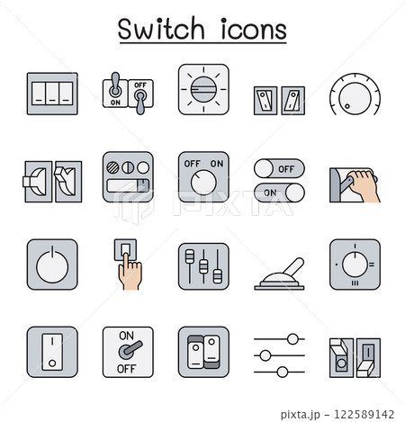 Switch icon set in color line style Switch icon set in color line style 122589142