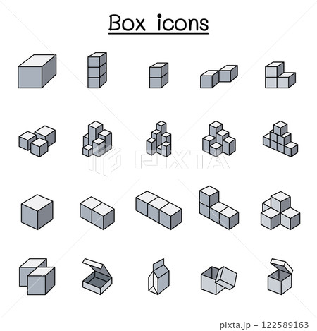 Box icon in color line style 122589163