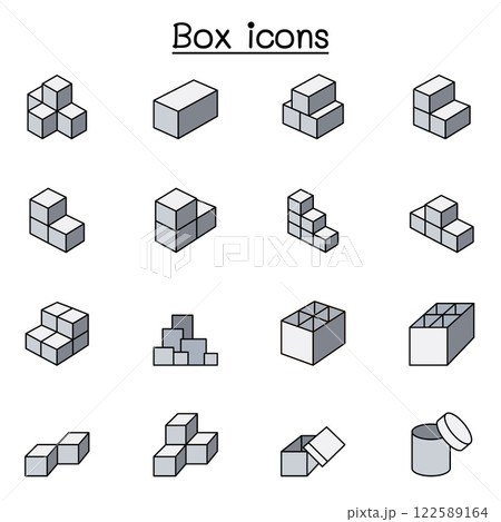 Box icon in color line style 122589164