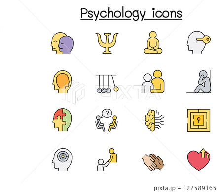Psychology icon set in color line style 122589165
