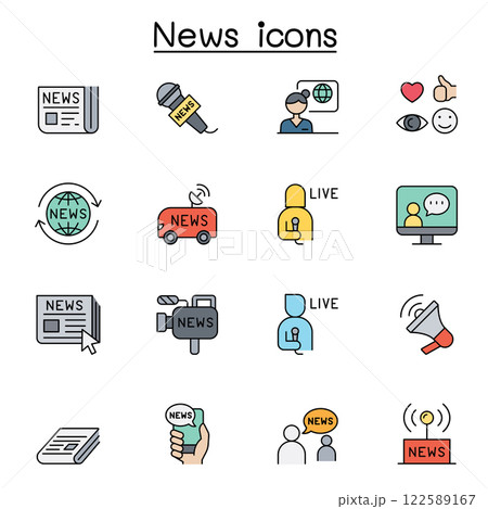 News icon set in color line style News icon set in color line style 122589167