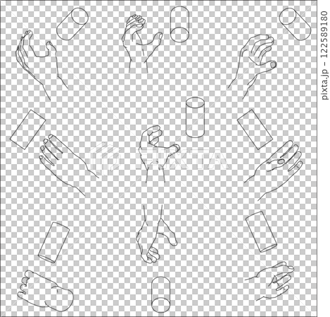 A set of hands holding a cylinder A set of hands holding a cylinder 122589180