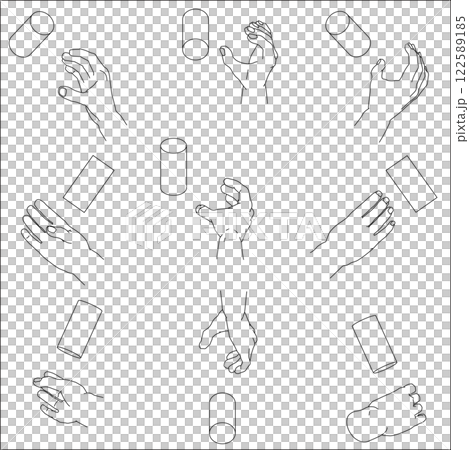 A set of hands holding a cylinder 122589185