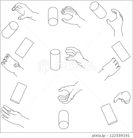 筒をつかむ手のセット 122589191