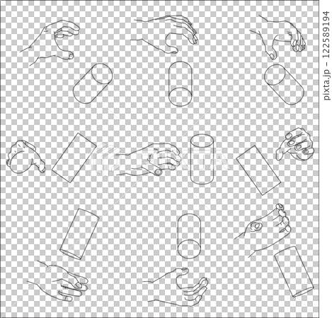 A set of hands holding a cylinder 122589194