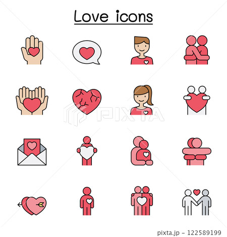 Love icon set in color line style 122589199