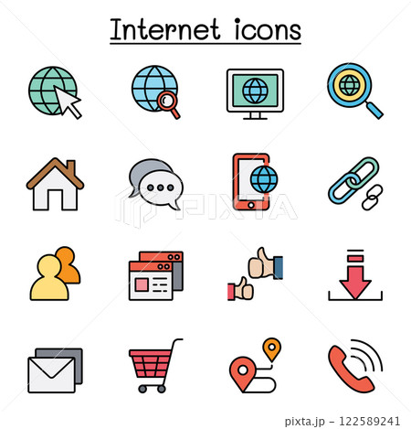 Internet browser icon set in color line style Internet browser icon set in color line style 122589241