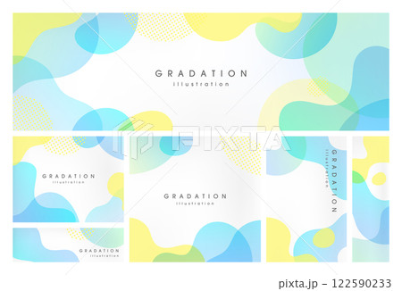 グラデーションと曲線のテンプレートセット_水色と黄色 122590233