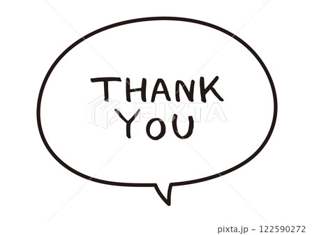シンプルな手書きの吹き出しとメッセージ ありがとう Thank you シンプルな手書きの吹き出しとメッセージ ありがとう Thank you 122590272