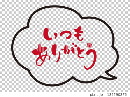 Simple handwritten speech bubble and message Thank you 122590276