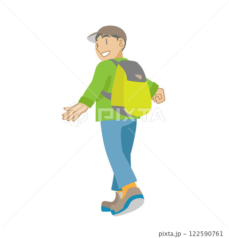 元気に遠足に行く男の子 122590761