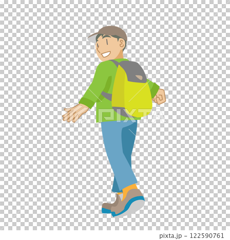 元気に遠足に行く男の子 122590761