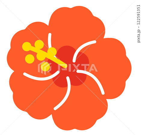 ハイビスカスのアイコン。夏の花。シンプルなイラスト素材。 122591351