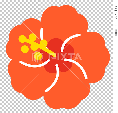 ハイビスカスのアイコン。夏の花。シンプルなイラスト素材。 122591351