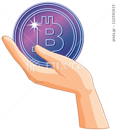 Hand Holding a Bitcoin Symbol 122591615