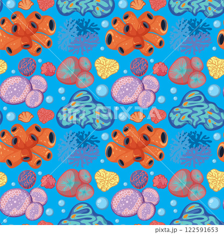 Colorful Underwater Coral Reef Pattern 122591653
