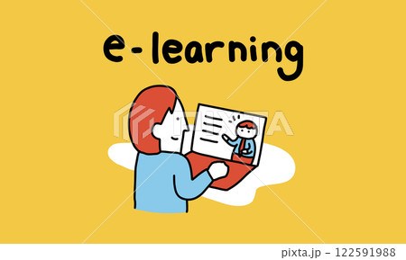 e-learningで学ぶ女性のイメージのイラスト素材 [122591988] - PIXTA