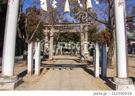 茨城県常総市の一言主神社の鳥居と拝殿 122592018